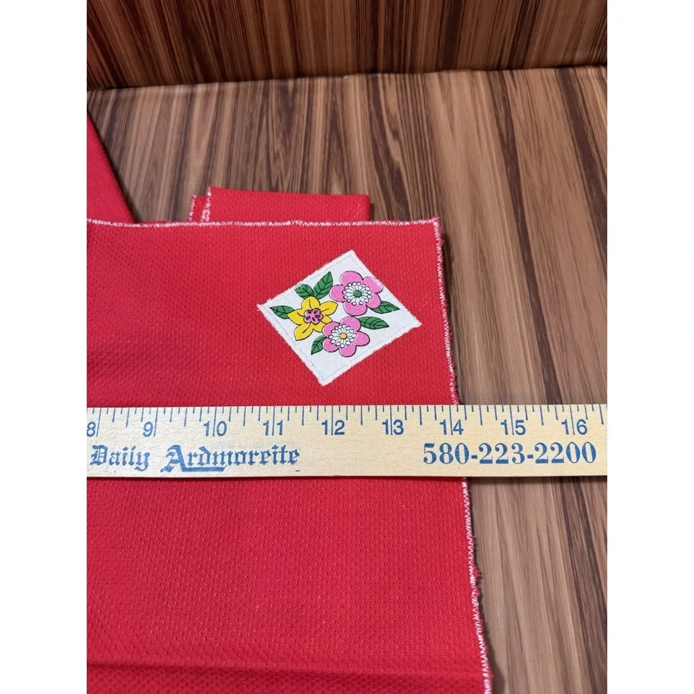 Vintage-Style Handmade Napkin Set Red Floral Applique Country Cottage‎ Farmhouse